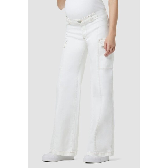 Hudson Womens Maternity White Comfort Utility Wide Leg...
